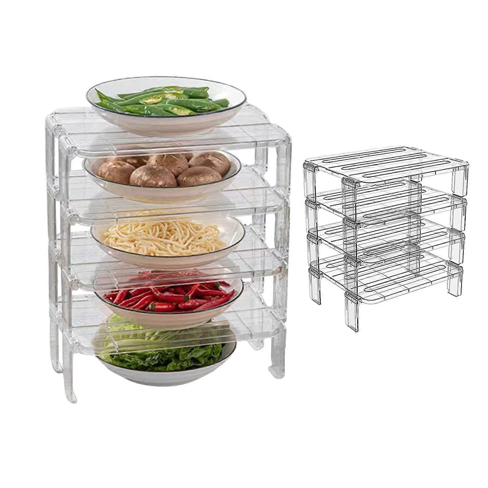 Refrigerator Shelf Organizer Pack of 4 Transparent Inserts for Space Saving and Easy Organization