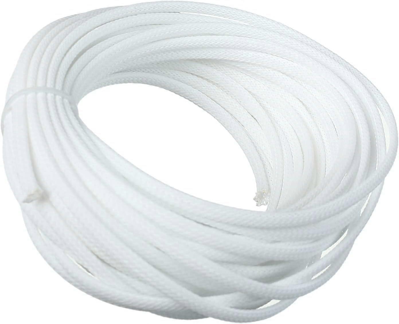 White Braided PET Cable Management Sleeve 1m Expandable Wire Loom Cord Protector for USB Power