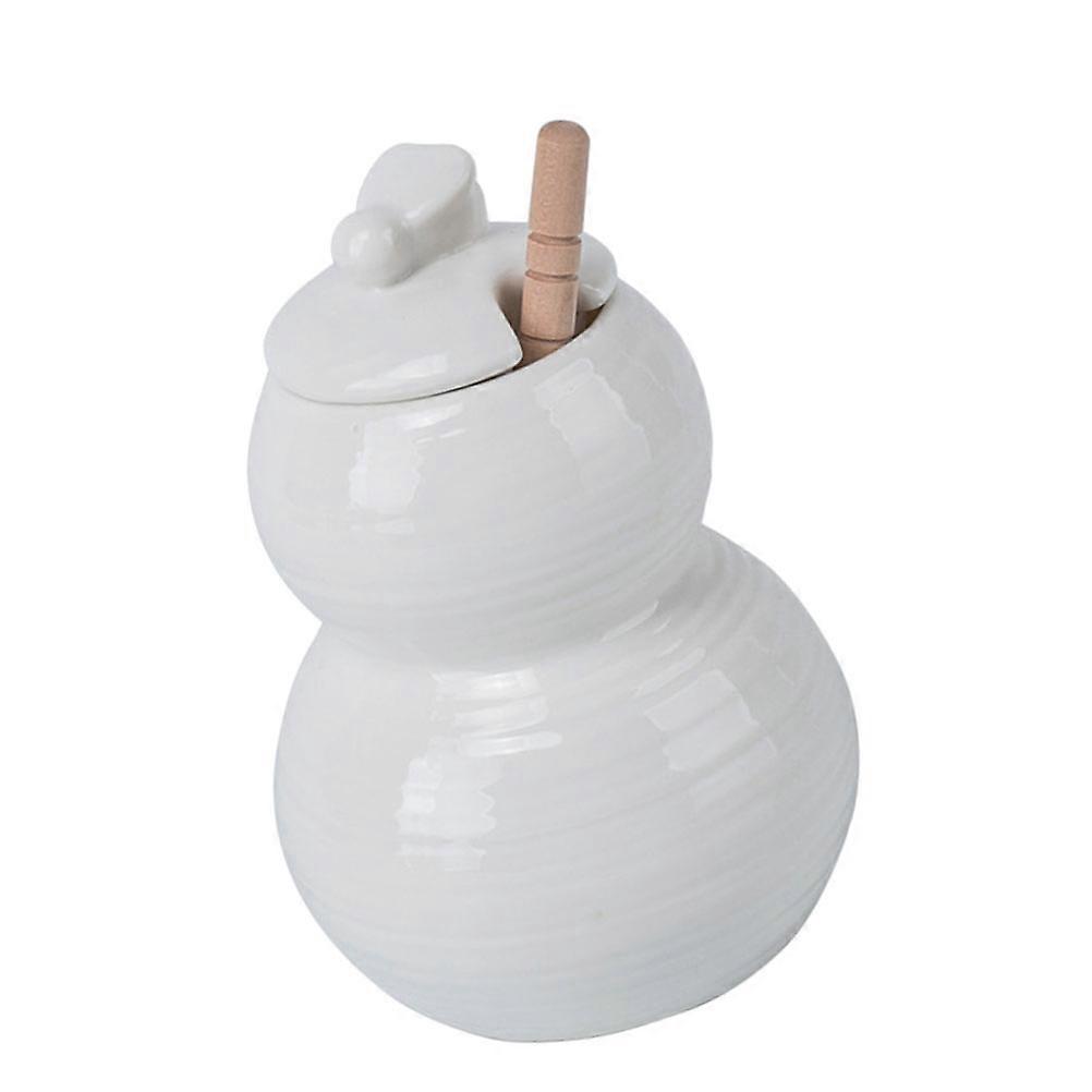 Honey Jar Food Storage Container for Kitchen 1Pcs White Ceramic