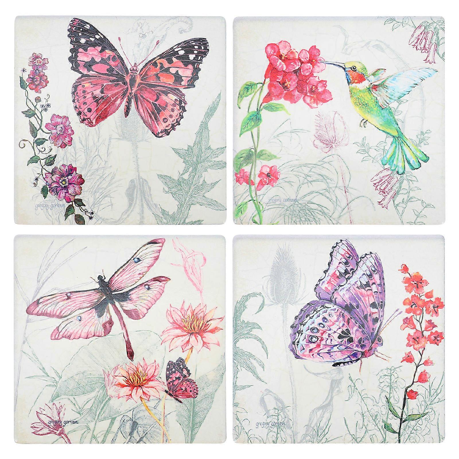 Absorbent Cup Mat Ceramic Coaster for Heat Isolation 4Pcs Set