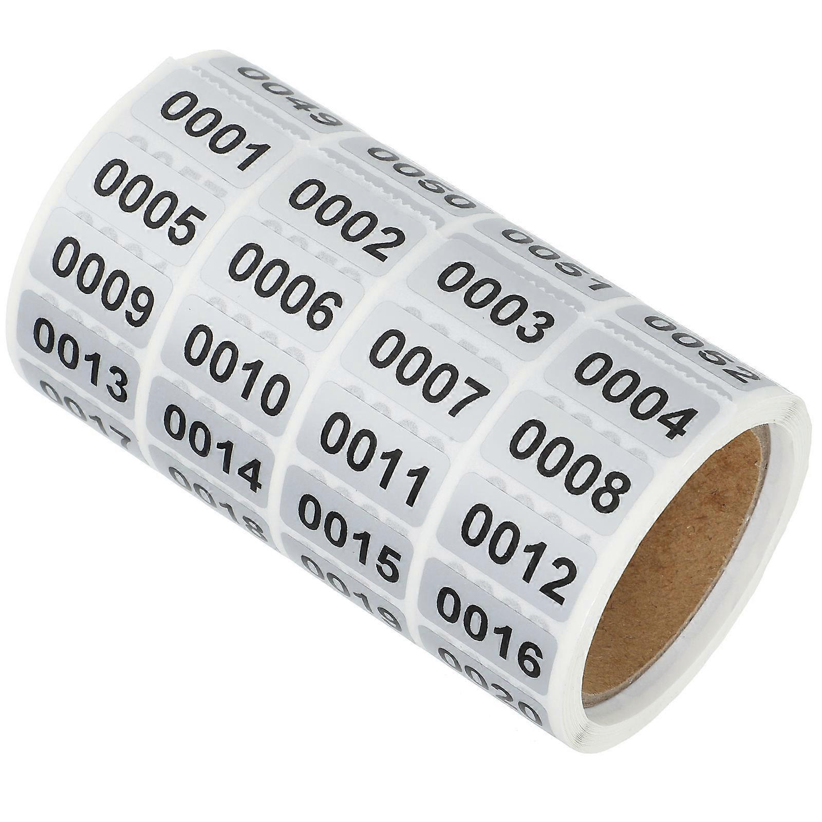 Number Stickers Rectangular PVC Self-Adhesive Labels for Storage 5 Rolls