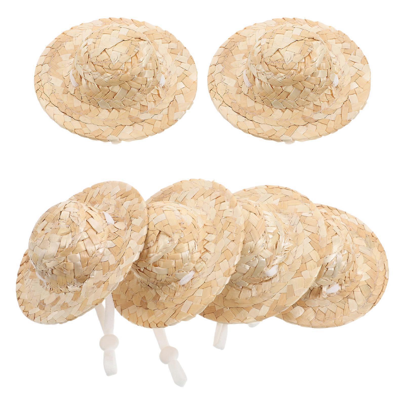 Tiny Hat Doll Hats for Summer Protection 18Pcs Bamboo DIY Craft Caps
