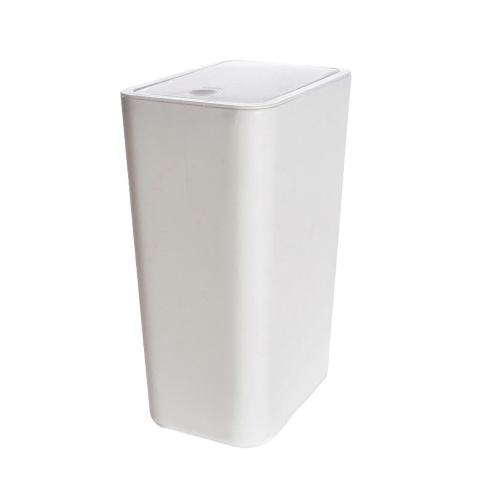 Bathroom Trash Can with Press Top Lid High Durability Large Capacity Solid Color