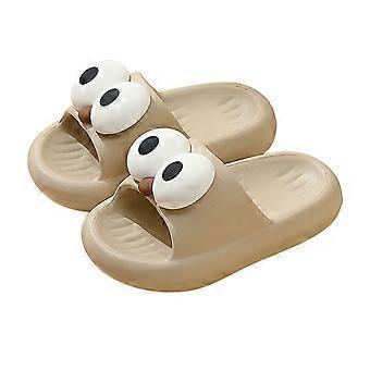 Gutter Jente Tøfler Sommer Uformelt Tegneserie Åpen Tå Ikke- Sko Barn Pustende Strandflip-flops, Khaki, 10-10,5 år