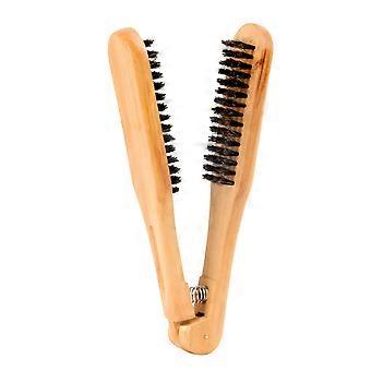 Escova de cabelo antiestática de madeira com cerdas duplas