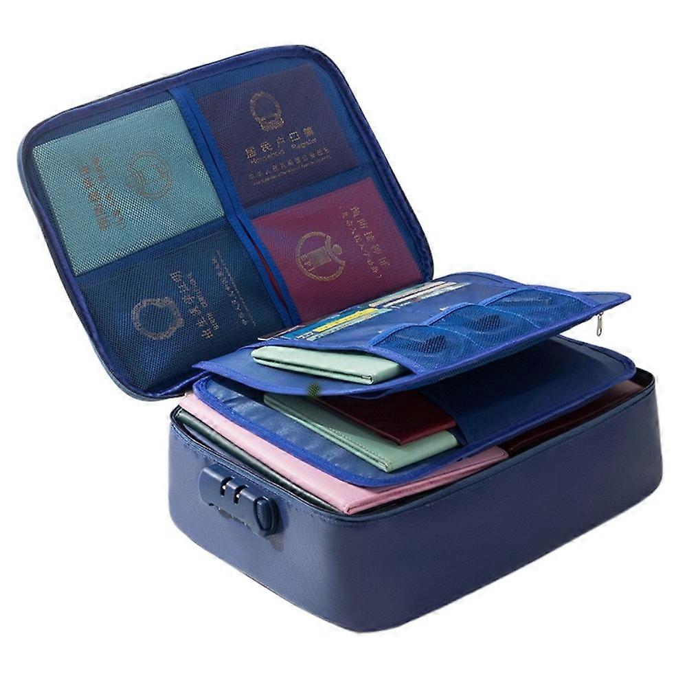 Waterproof Fireproof Document Bag Large Capacity Multi-Layer Travel File Handbag Password Lock Multi-Functional