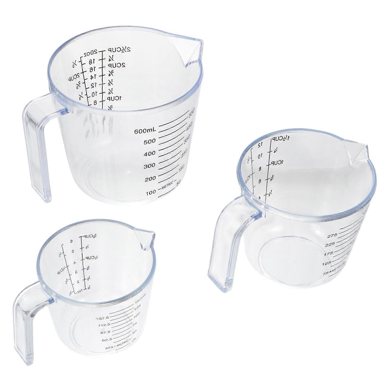 Transparent Scale Cup 3Pcs Measuring Cup Set for Baking Kitchen Use