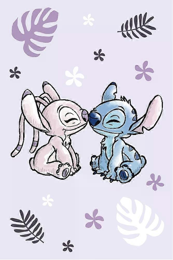 Lilo and Stitch Purple Fleece Throw Blanket 100% Polyester