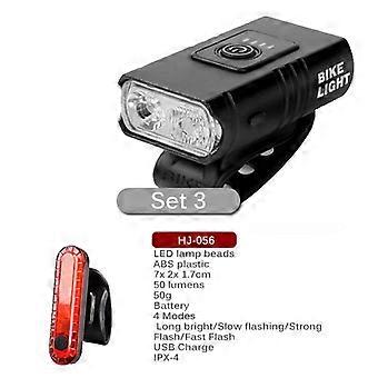 usb oplaadbare fiets verlichting set waterdichte super heldere 6 modi voor en achter led lamp met batterij-indicator passen alle fiets