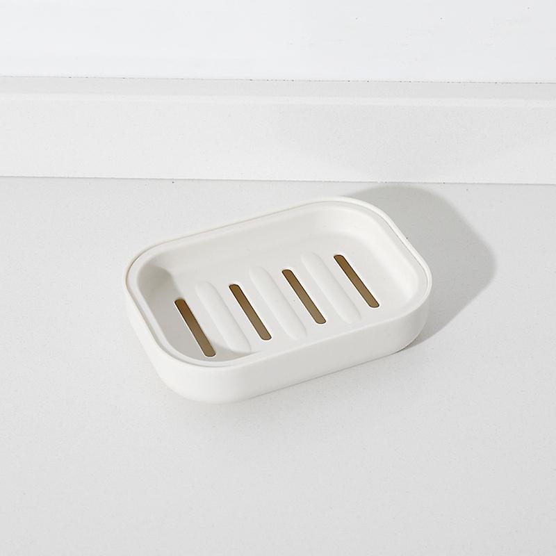 Plastic zeepbakje met afvoer, zeep afwasmachine voor badkamer douchen houden zeep droog en gemakkelijk te reinigen (1pcwhite)