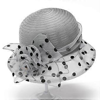 Organza-Sonnenhüte für Damen, Blumenmuster, Sommerparty-Hochzeitshüte, elegante Kirchenhüte mit Blumenmuster, neue Mode 2021, UV-Schutz-Strandkappen