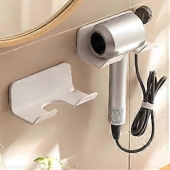 Universeller Haartrocknerhalter, Föhnaufhänger Wandhalterung für Haartrockner Haken mit Stecker & Kabel Organizer Selbst (1 Packung weiß)