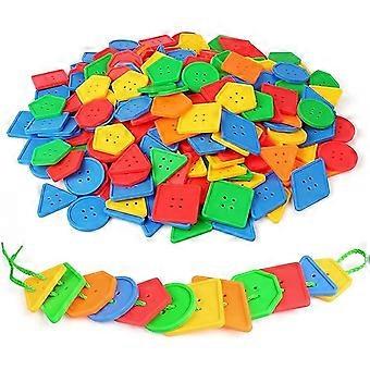 70 Pcs  Toy - Geometric Shaped Large Beads for Kids Crafts, Preschool Activities and Daycare Toys - Autism Learning Materials and Fine Motor Skills To