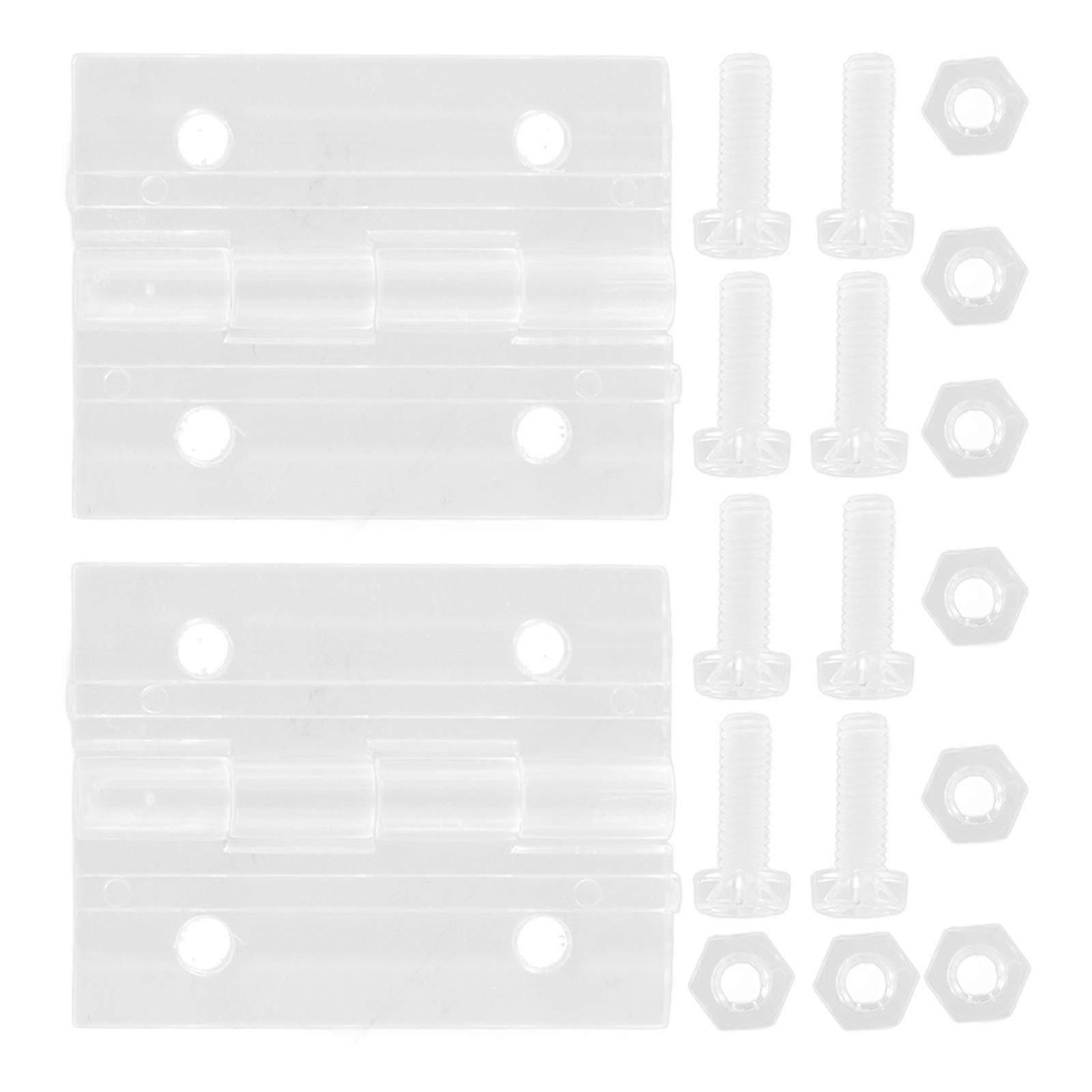2 Sets Small Box Hinges, Transparent, Durable PC & Acrylic, For DIY Use