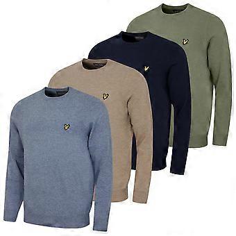 Suéter de golfe masculino Lyle & Scott em lã de cordeiro com gola redonda