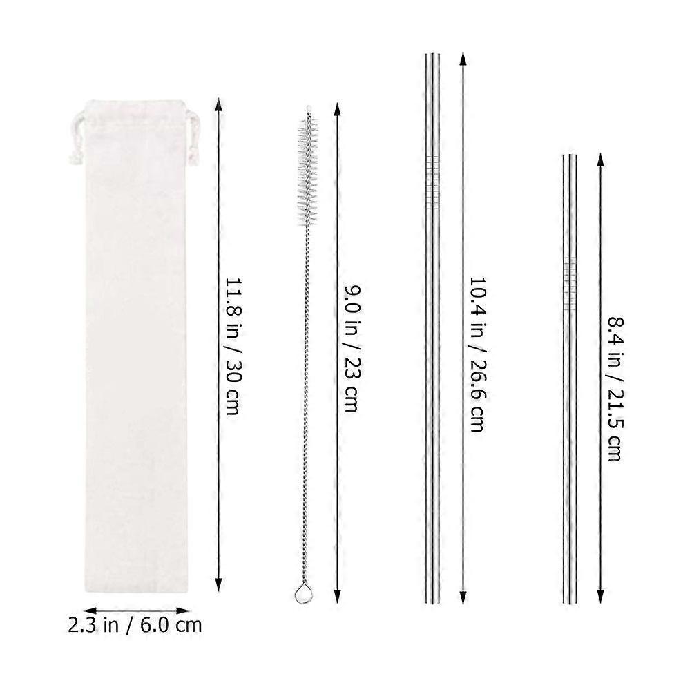 Eco Friendly Stainless Steel Straws for Drinking with Cleaning Brush 1Set