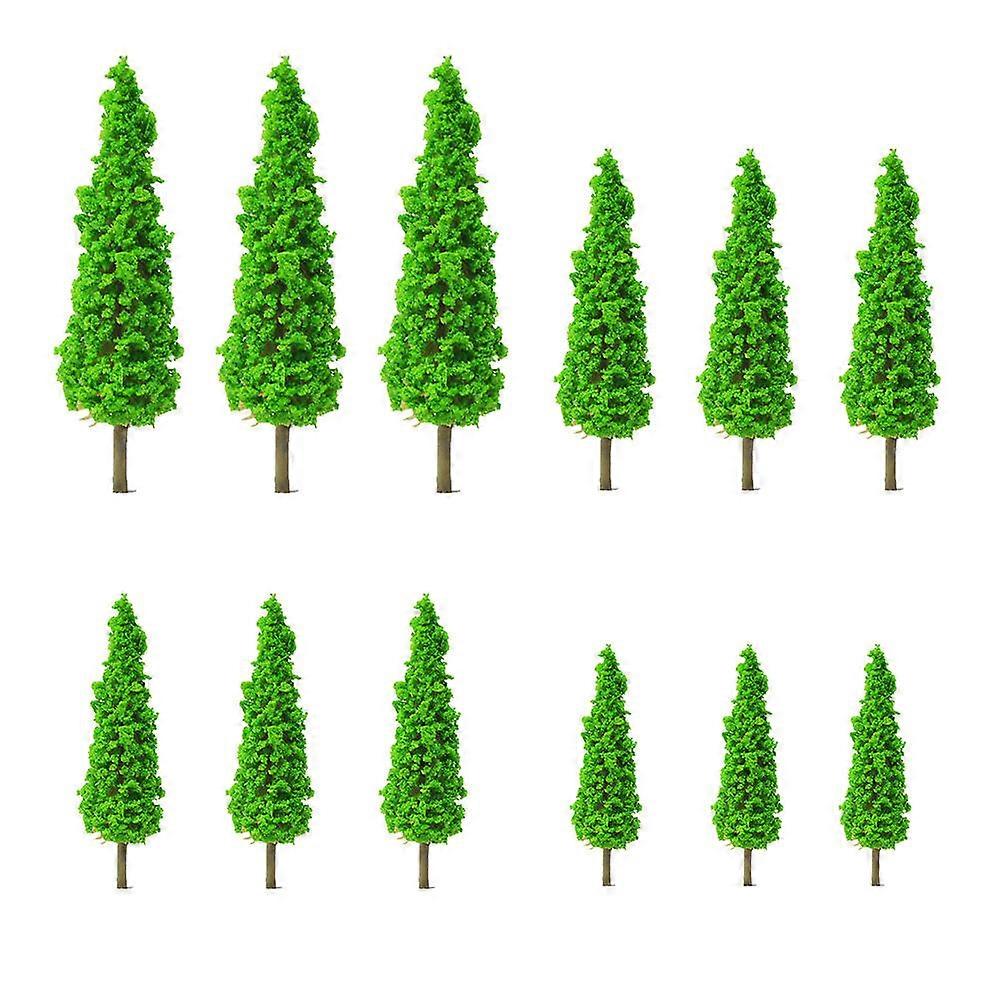 Green Mini Tree Decor Simulation Tree Plastic Model Trees for Decor 12Pcs
