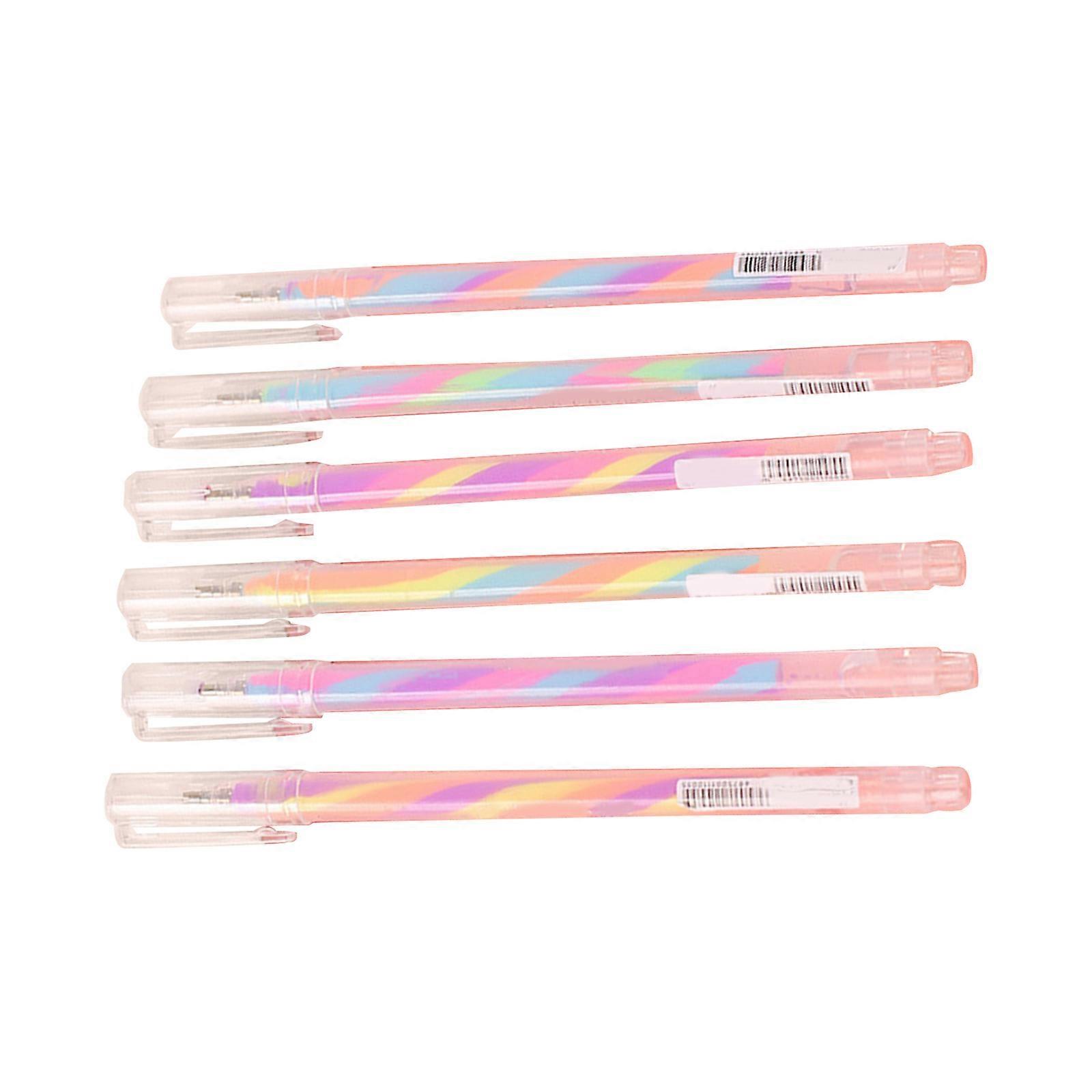 Lot de 6 stylos à gel pailletés rétractables, à encre gel colorée, pour la création de carnets, journaux intimes et cartes. Multicolore.