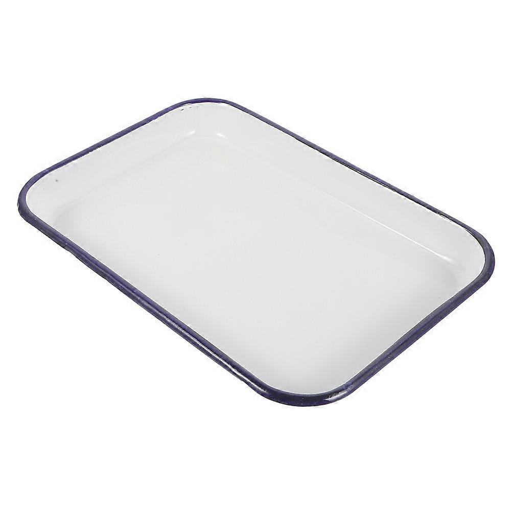 Enamel Tray White Rectangular Serving Tray for Kitchen