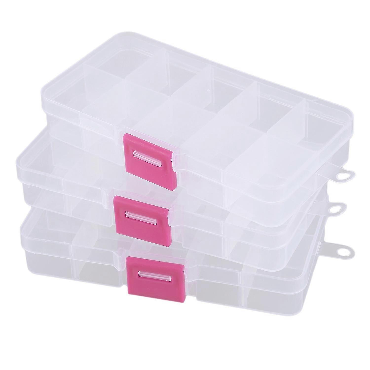 3-Pack 10-Grid Plastic Storage Box Case for Electronic Component Parts