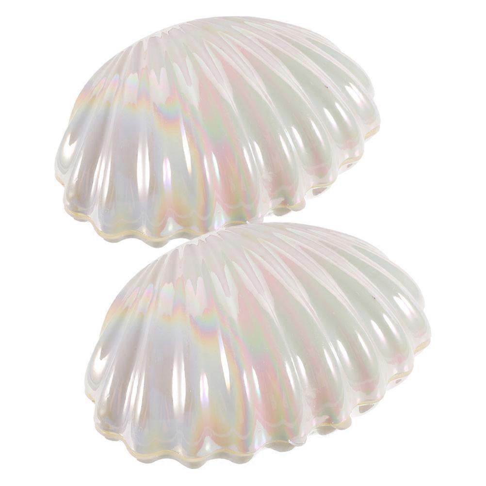 White Pearlescent Seashell Box for Storage 2Pcs Candy Gift Storage Boxes