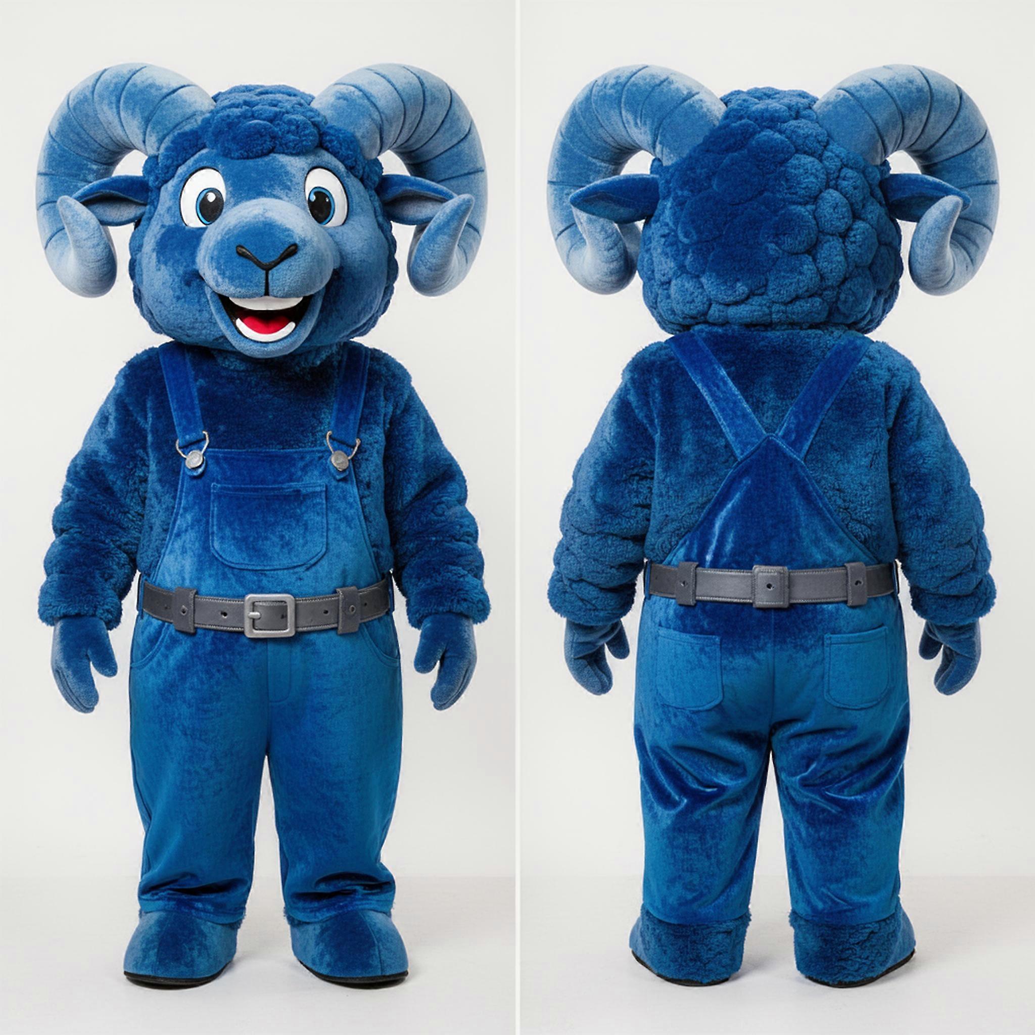 MASTICOT Azure Blue Fluffy Ram Mascot