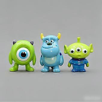 3 Q-versie Mini-poppetjes van het Drieogige Monster, Sulley en Mike met Grote Ogen - DIY-patchmateriaal, figuurmodelversieringen
