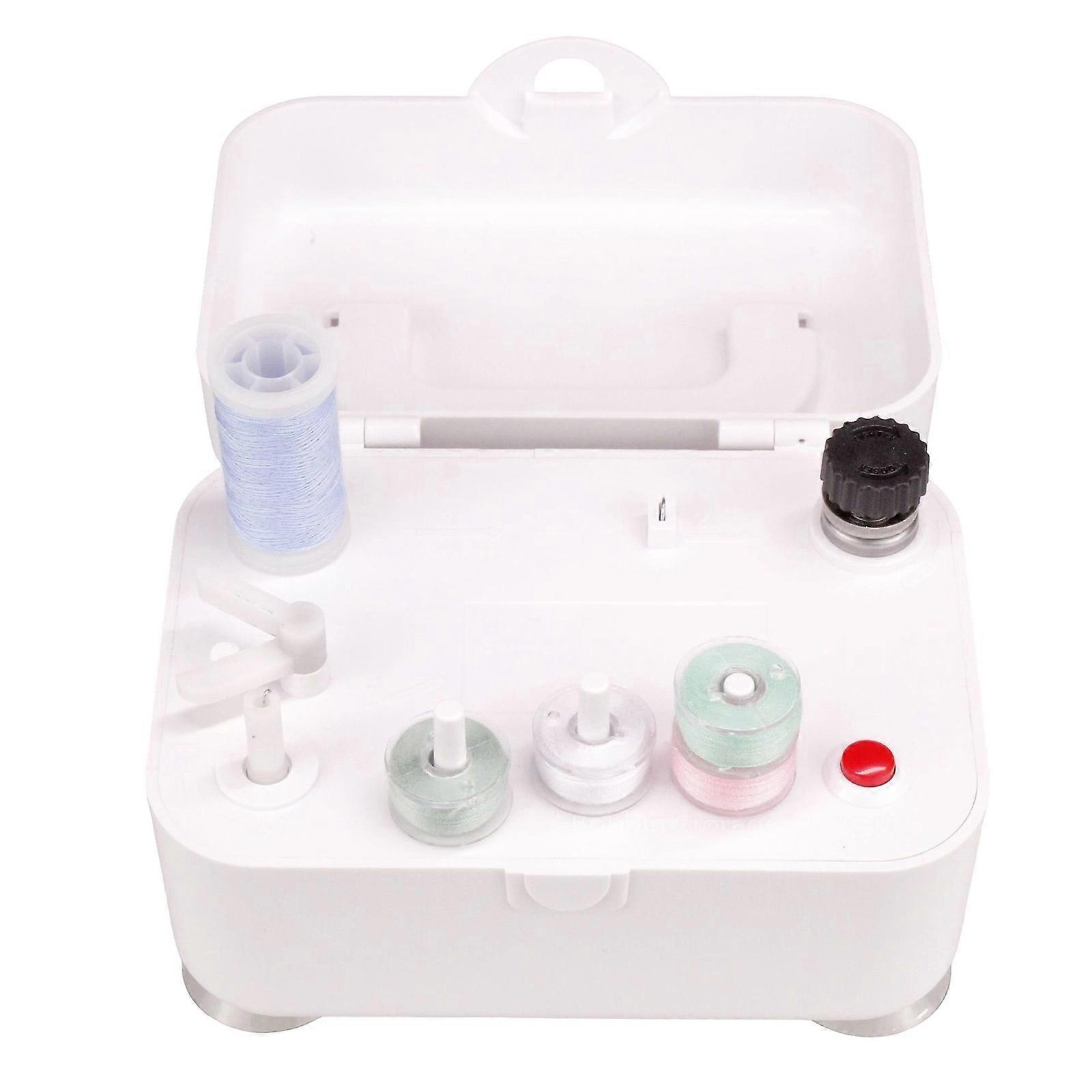Electric Sewing Thread Loader for Daily Sewing Needs, 5V or Battery Operation, Stop-When-Full Function, Guided Thread Support  White