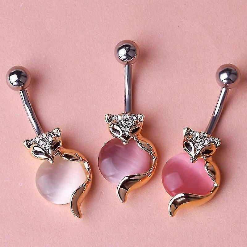 Cute Rabbit Fox Dangle Belly Navel Piercing Button Ring