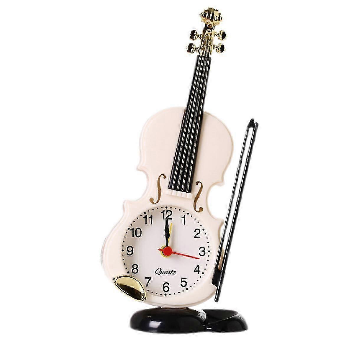 Violin Style Creative Desktop Alarm Clock White