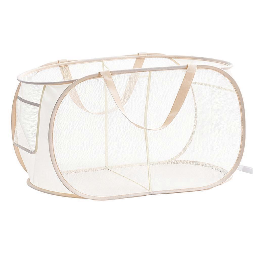Collapsible Laundry Basket Dual Compartment Sorting Hamper Breathable Polyester