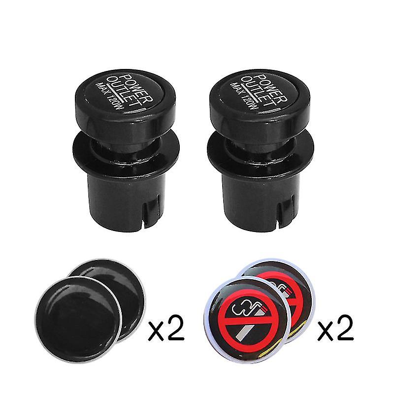 Cigarette Lighter Socket Cover Cap Prevent Childrenblack2pcs