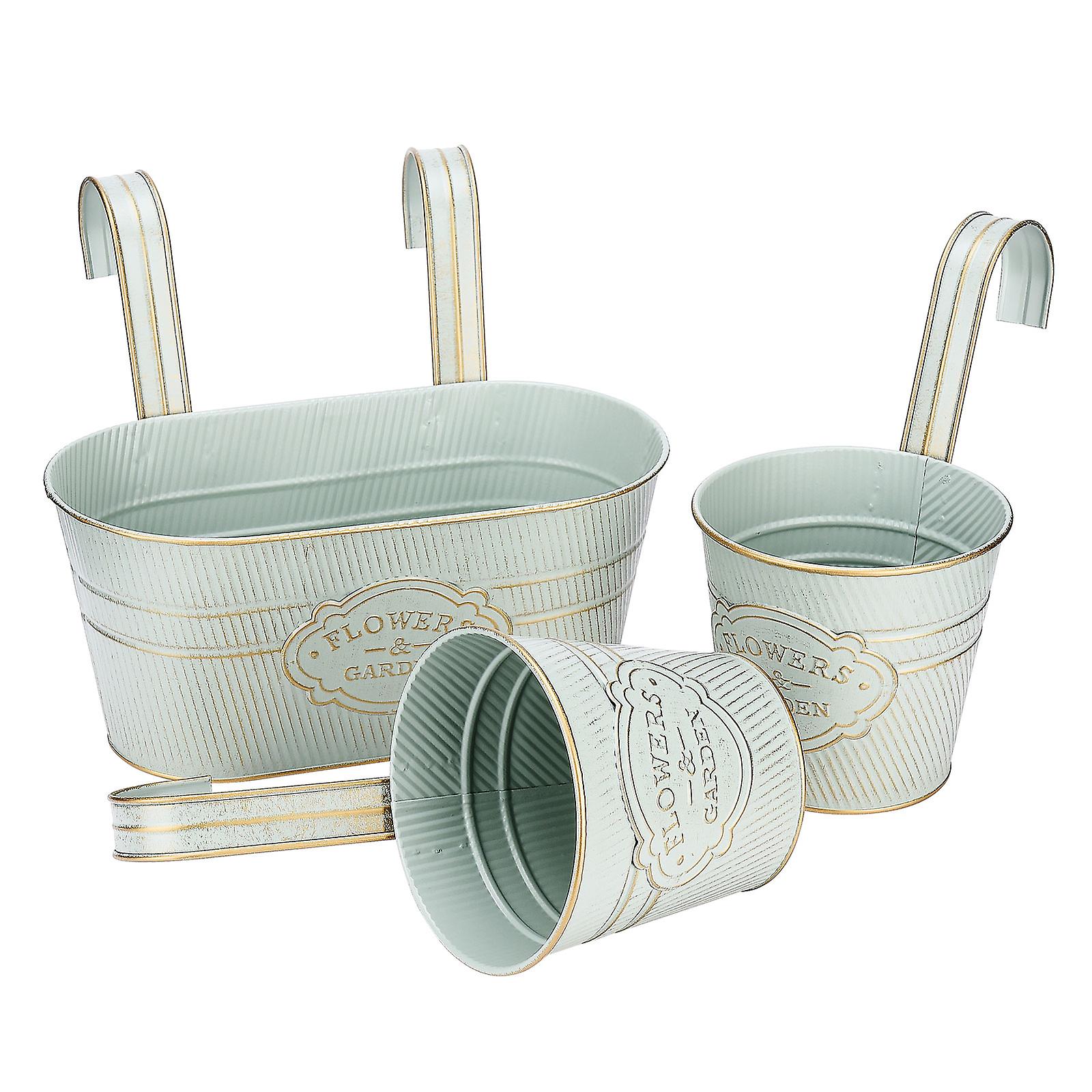 100% חדש, 3pcs אדנית קיר מתכת, עציץ תלוי תפאורה, כפרי עשב פרח מחזיק צמחים