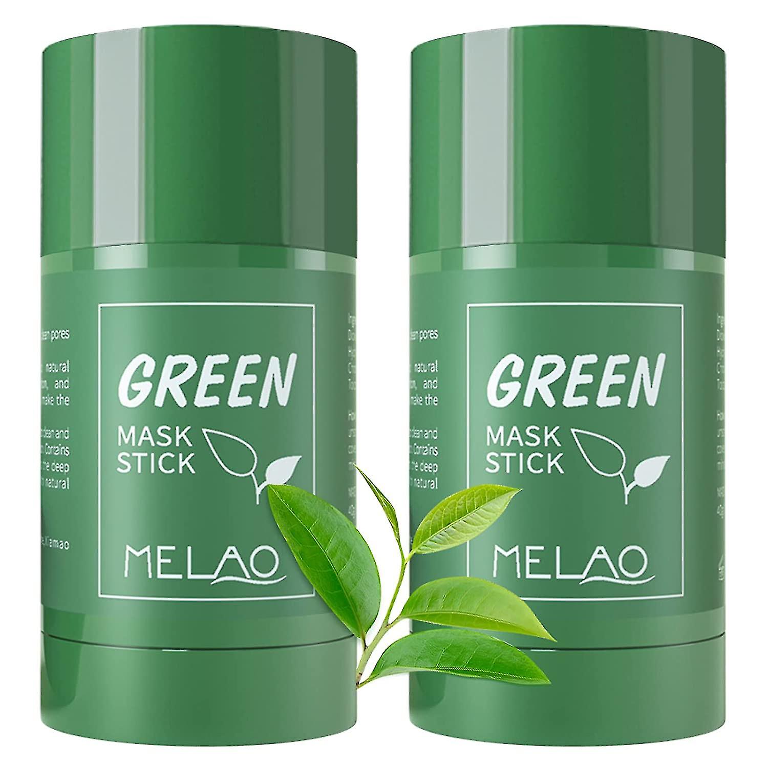 2pcs Green Tea Mask Stick For Face, Blackhead Remover With Green Tea Extract, Deep Pore Cleansing, Green Clay Mask For Face Moisturizing