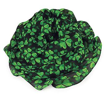 Eterna coleção irlandês Shamrock verde e preto Multi colorido lenço de seda pura