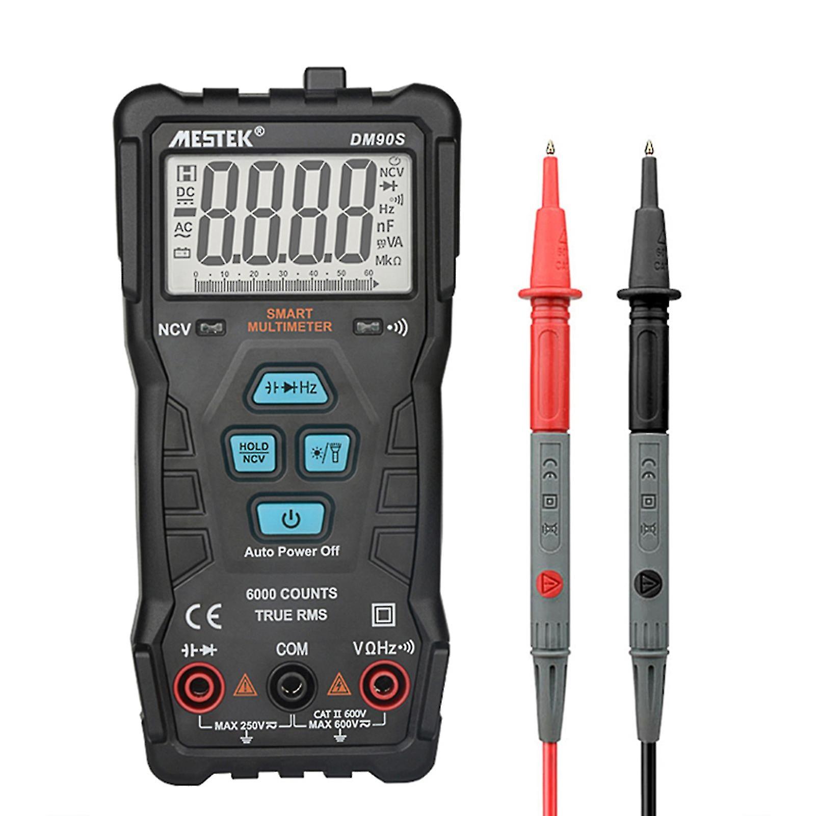 Dm90s High Speed Intelligent Handheld Digital Multimeter Ncv True Rms Smart Universal Meter Tester 6000 Counts Voltmeter Voltage Tester Live Wire Dete