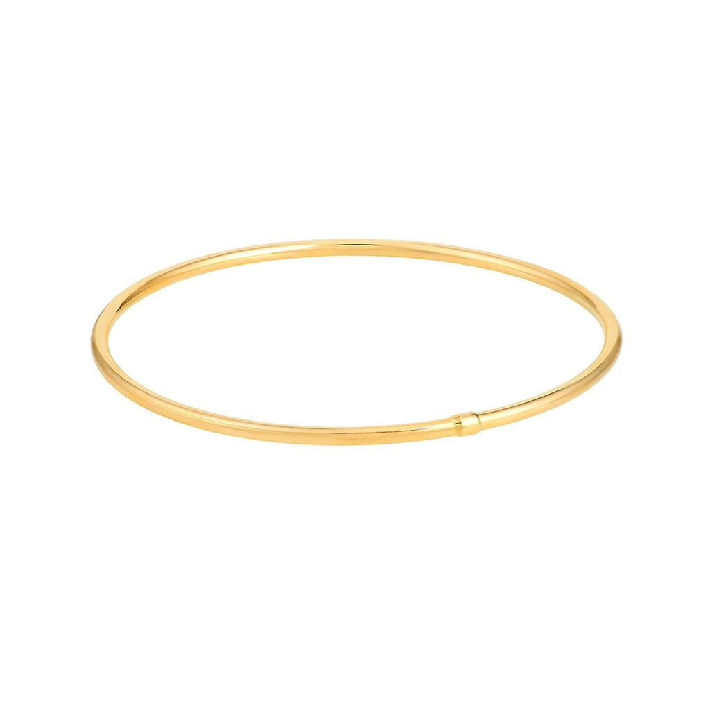 14k Solid Yellow Gold Plain Round Tube Stackable Bangle Bracelet 8 Inch Bangle Bracelet for Women