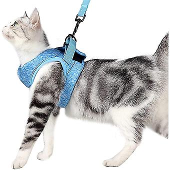 Katzengeschirr und Leine für das Gehen 360 Grad Katze / Hund Geschirr, Blau