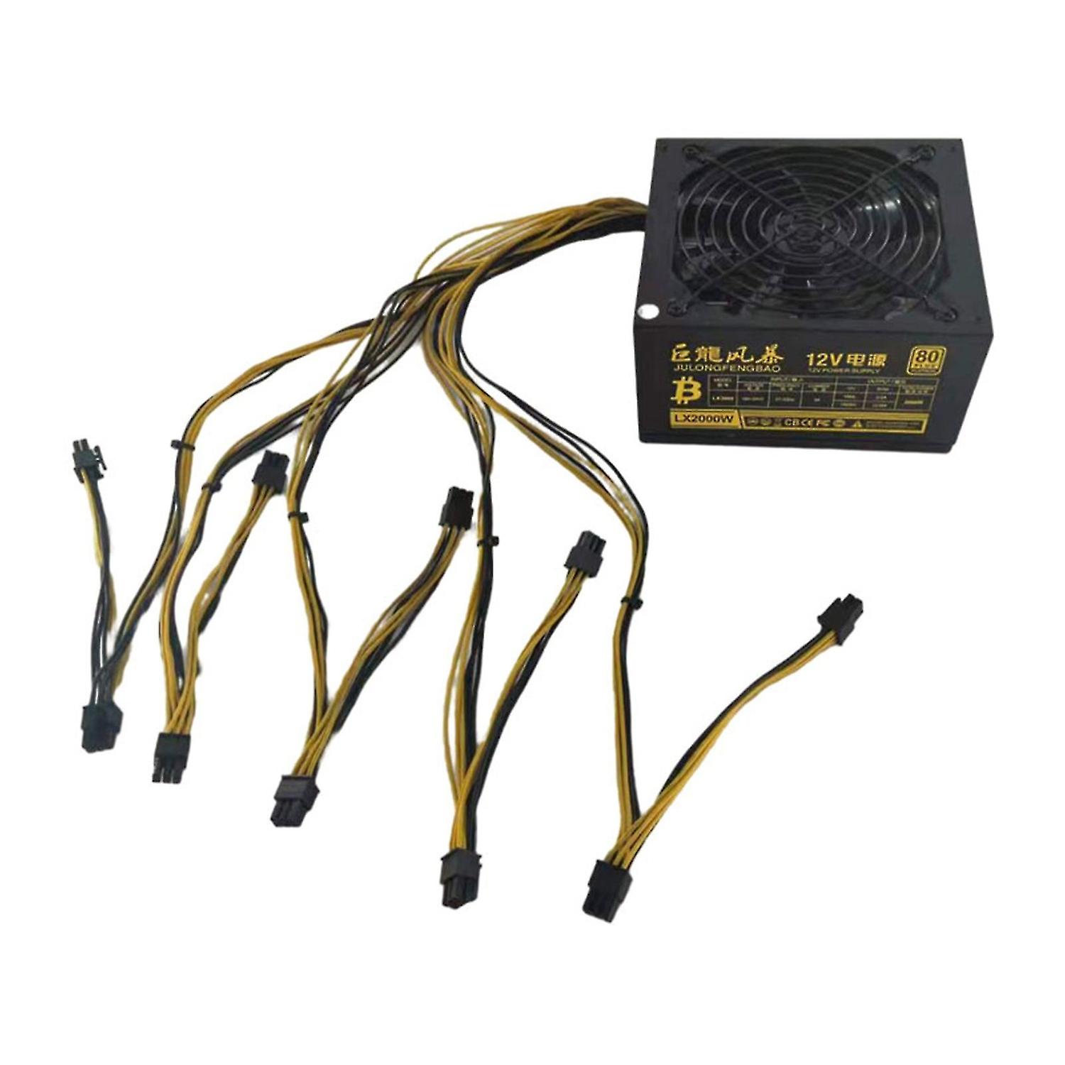 2000w Atx 12v V2.3 Silent Mining Machine Power Supply Support 10 X 6pin 8 Gpu