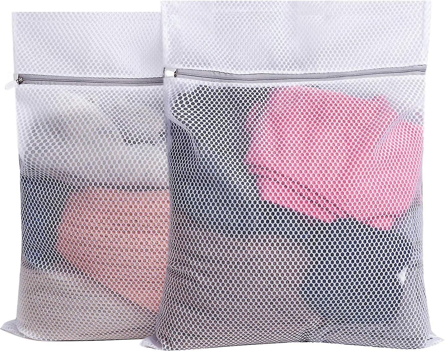 2 Pieces Net Washing Bag Durable Honeycomb Mesh Laundry Bag With Zip Closure2l)