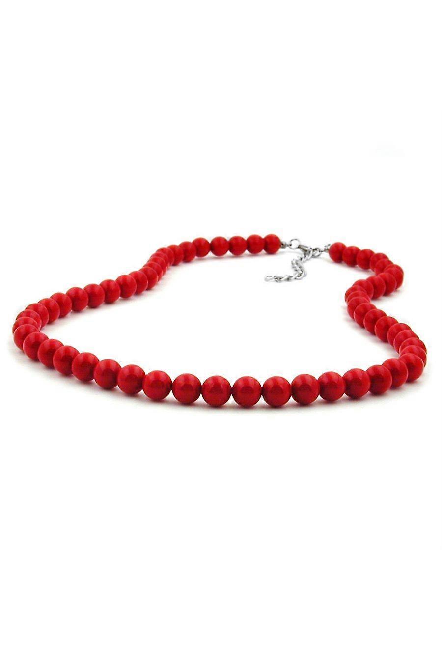 Necklace Beads 8mm Red Shiny 45cm - Gl01484-45