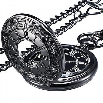 SBMLV-Quartz Pocket Watch for Men with Black Dial and ChainBlack
