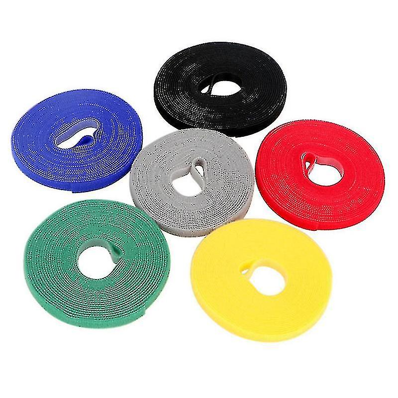 6 Roll Reusable Cable Straps Cable Ties Hook & Loop Nylon Fastening Tape Wire Organizer For Cords Cable Management 15mm*1m