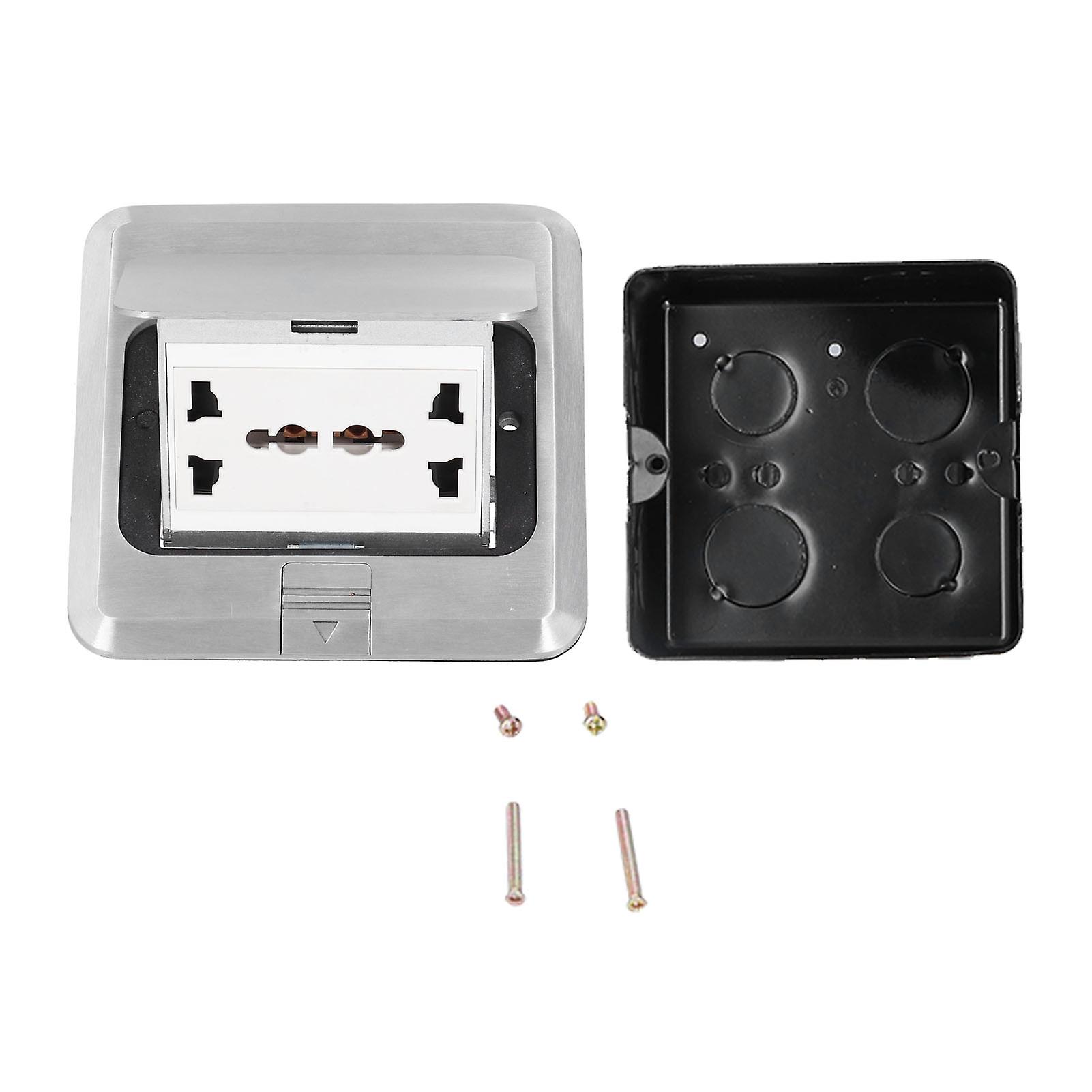 6 Hole Floor Socket with Damping, Embedded Aluminum Alloy Ground Electrical Outlet 13A AC 250V