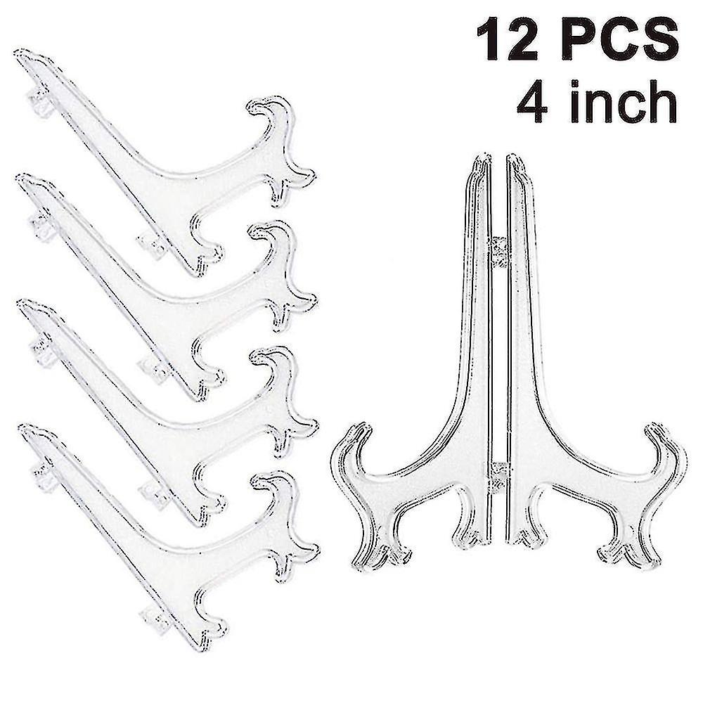 12pcs Folding Plate Holder Clear Decorative Plate Stand