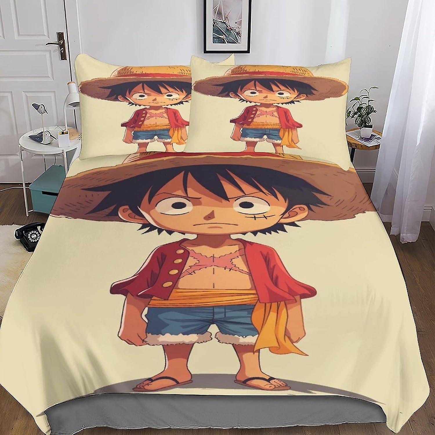 DSJackson One Piece Cozy Comforter Cover Set with Hidden Zipper Closure - Microfiber Anime Bedding Set with 3D Print And Pillowcases - Great for Boys