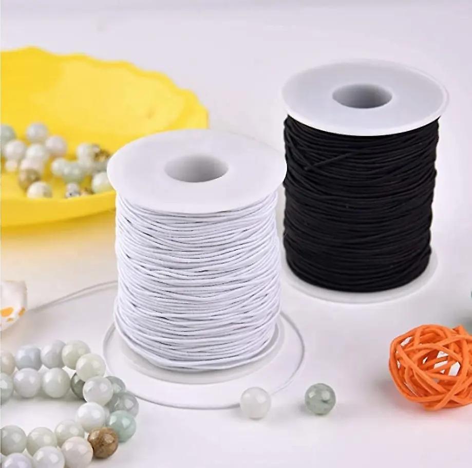 Black Nylon Covered Elastic Thread - Roll of 50 meters, 0.6 mm