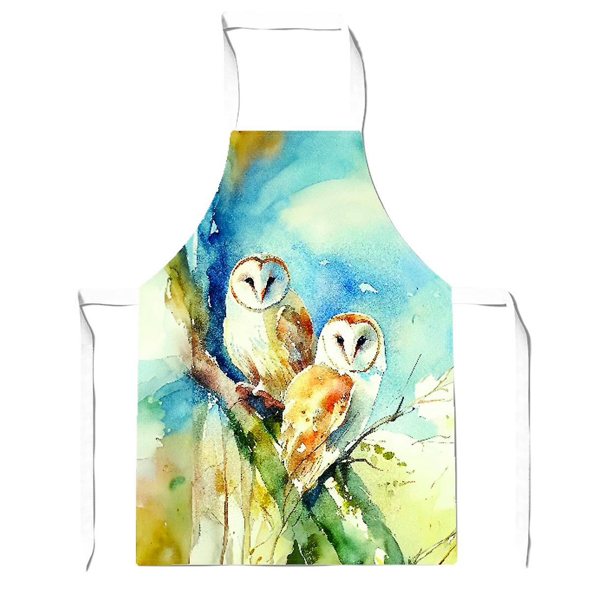 Barn Owls Watercolour Apron