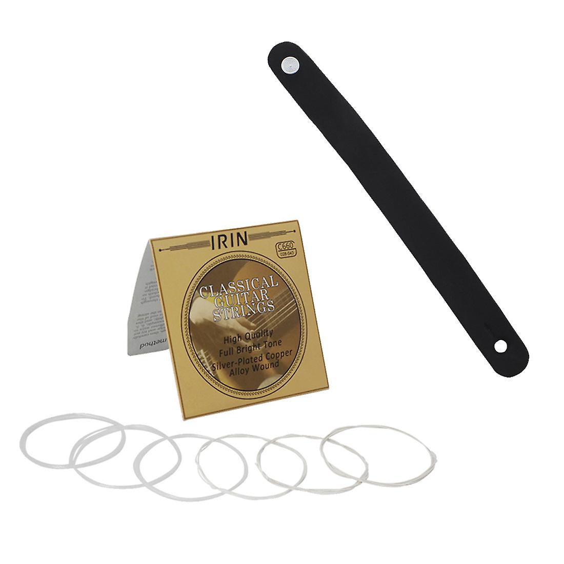 Guitar Two-piece Set Classical Guitar Strings Leather Guitar Neck Belt