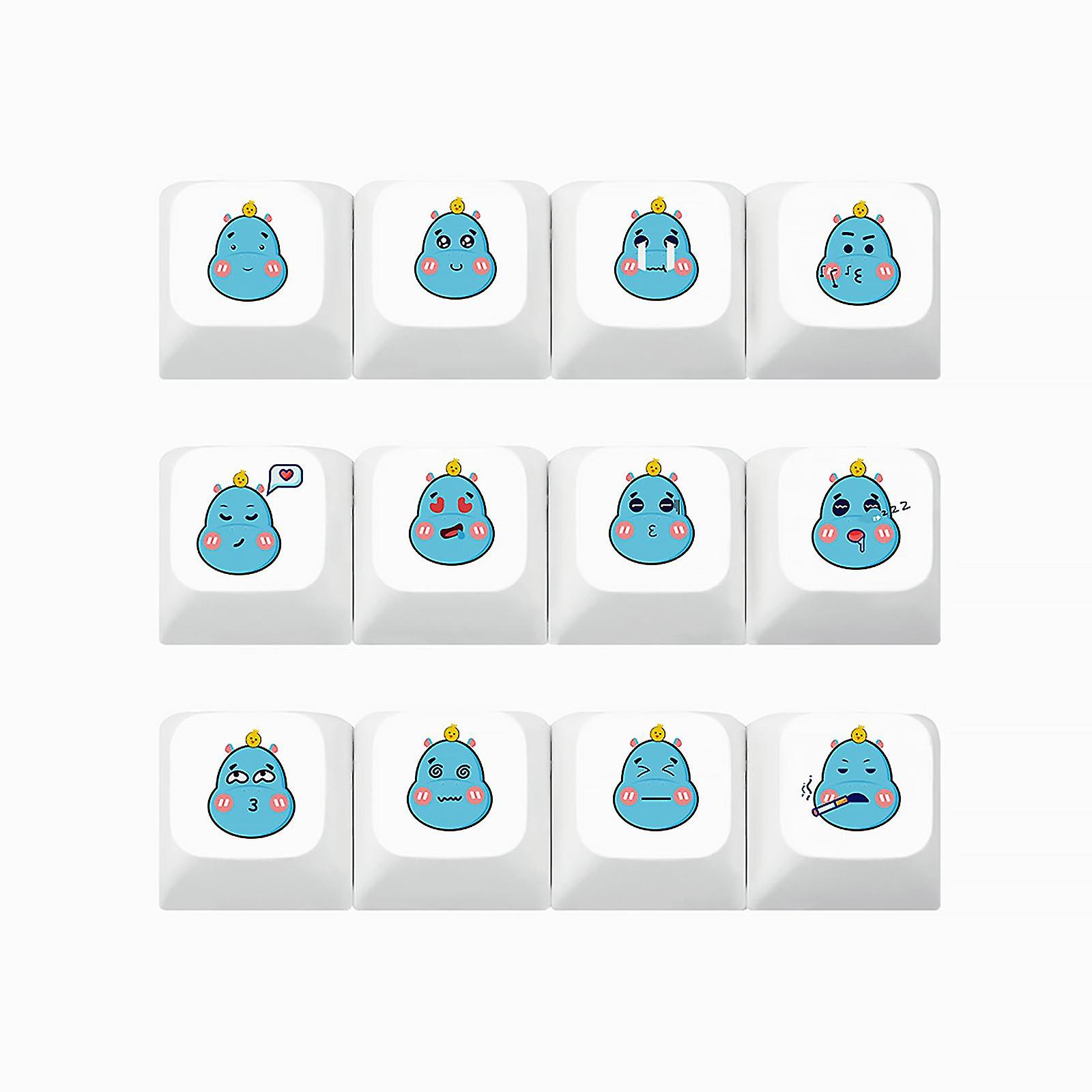 Cute Hippo Xda Profile Keycaps Pbt Dye Sublimation Set For Mechanical Keyboard
